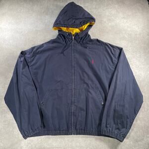 90’s Polo by Ralph Lauren Navy Full Zip Hooded Windbreaker Jacket